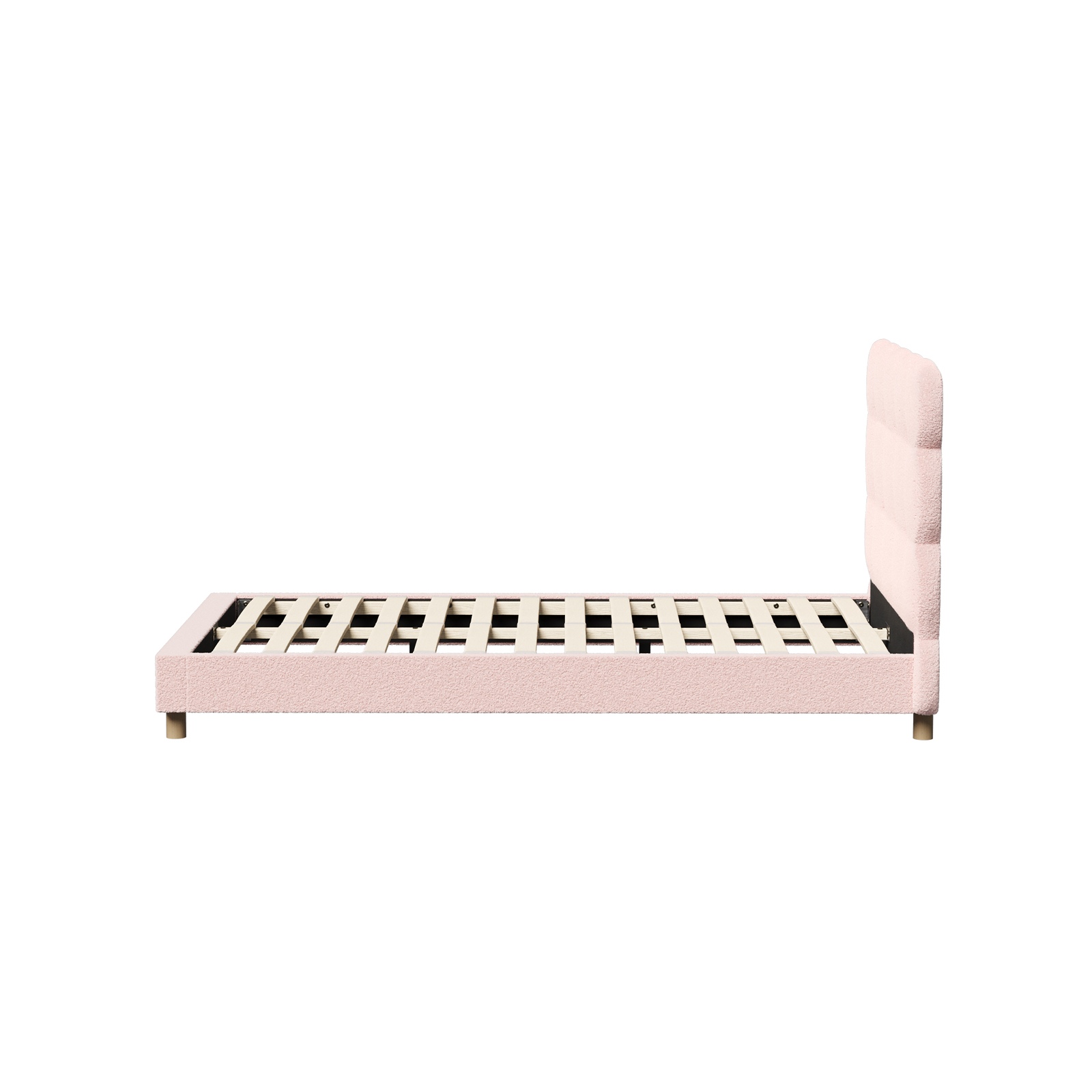 Oikiture Bed Frame Queen Double King Single Tufted Bedhead Boucle Fabric Pink - Picture 25 of 40