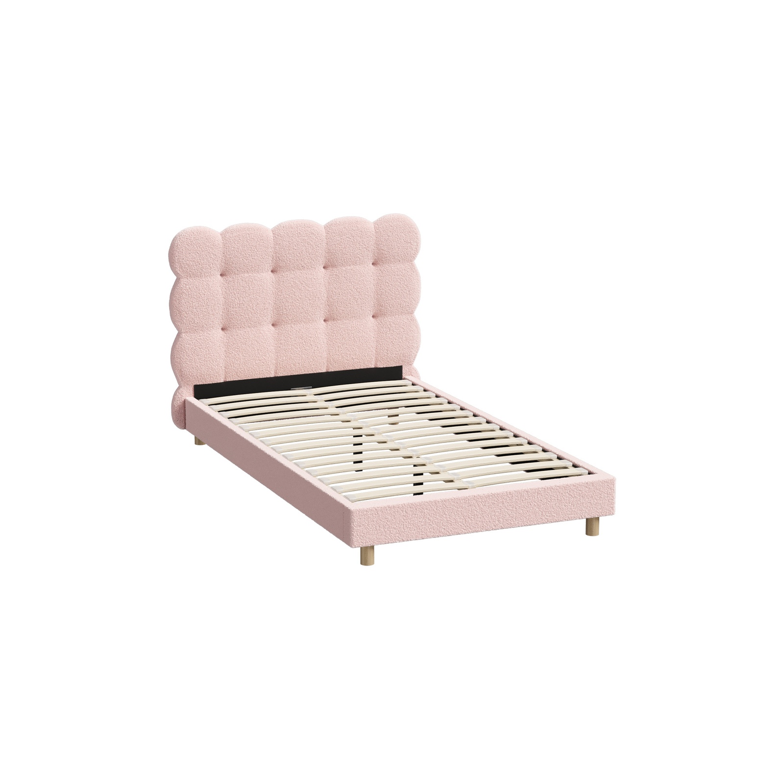 Oikiture Bed Frame Queen Double King Single Tufted Bedhead Boucle Fabric Pink - Picture 26 of 40
