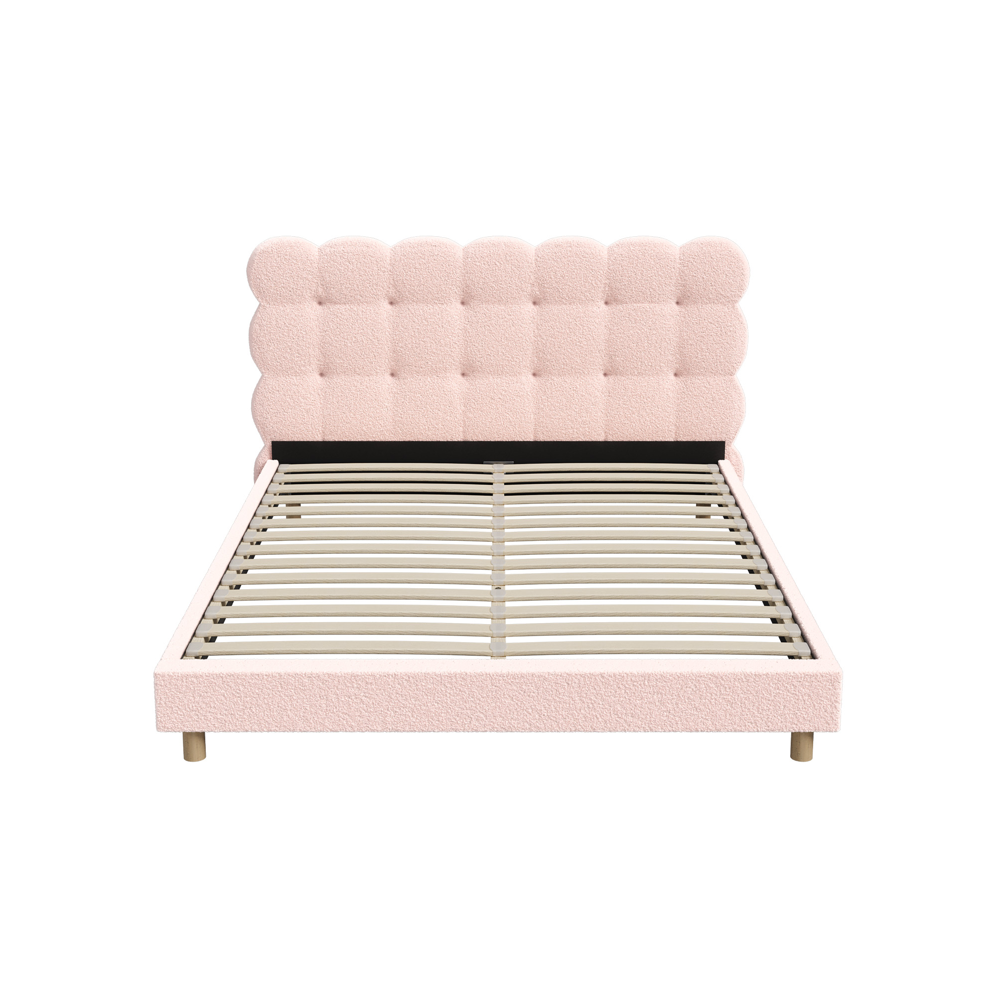 Oikiture Bed Frame Queen Double King Single Tufted Bedhead Boucle Fabric Pink - Picture 29 of 40