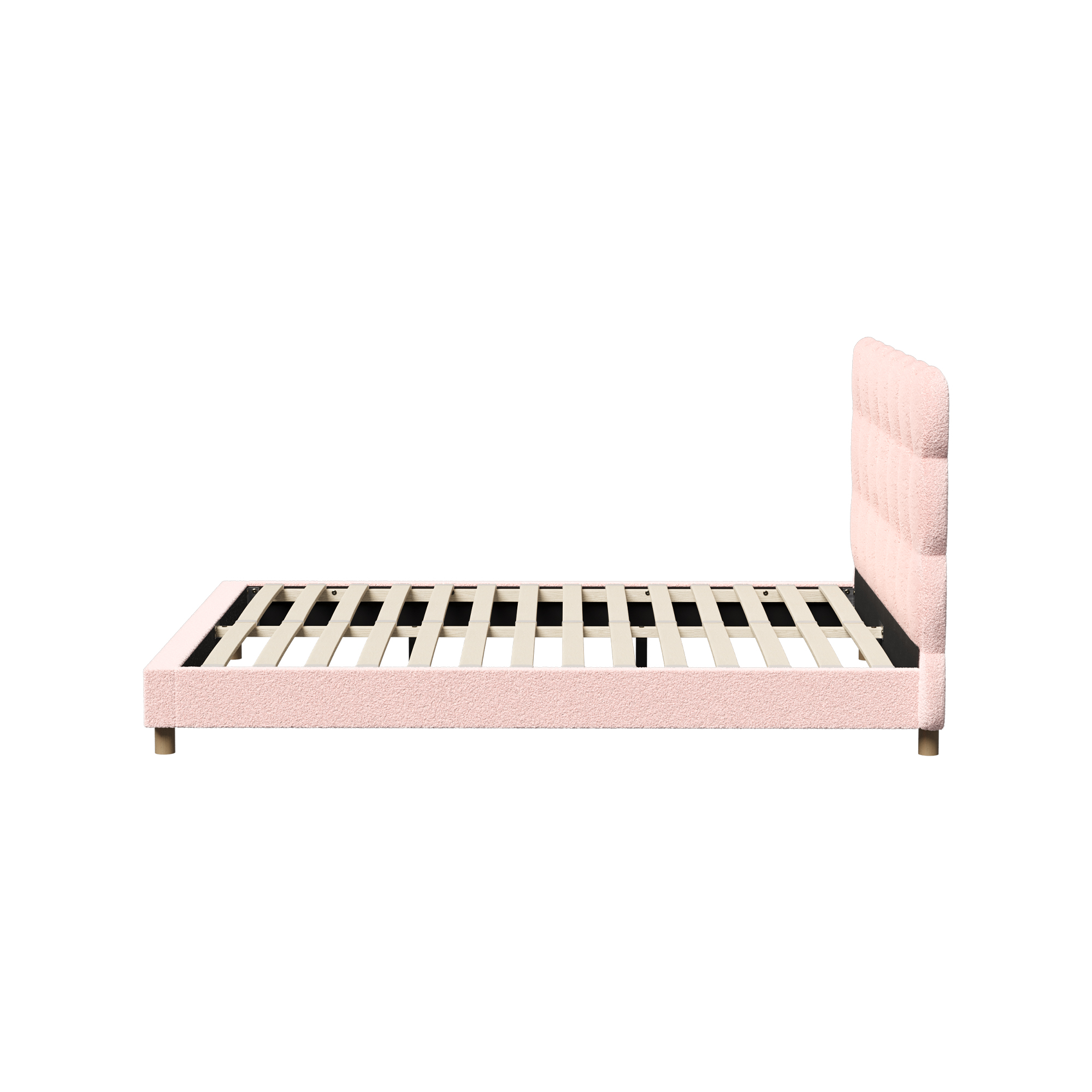 Oikiture Bed Frame Queen Double King Single Tufted Bedhead Boucle Fabric Pink - Picture 31 of 40
