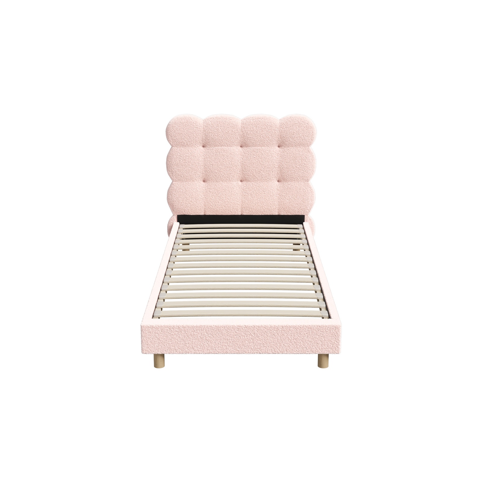 Oikiture Bed Frame Queen Double King Single Tufted Bedhead Boucle Fabric Pink - Picture 36 of 40