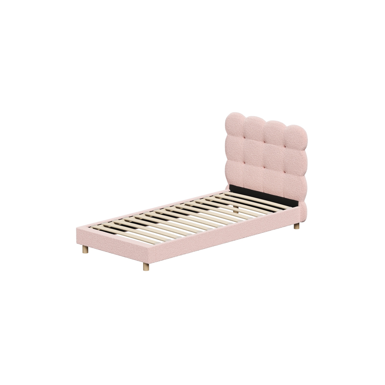 Oikiture Bed Frame Queen Double King Single Tufted Bedhead Boucle Fabric Pink - Picture 37 of 40