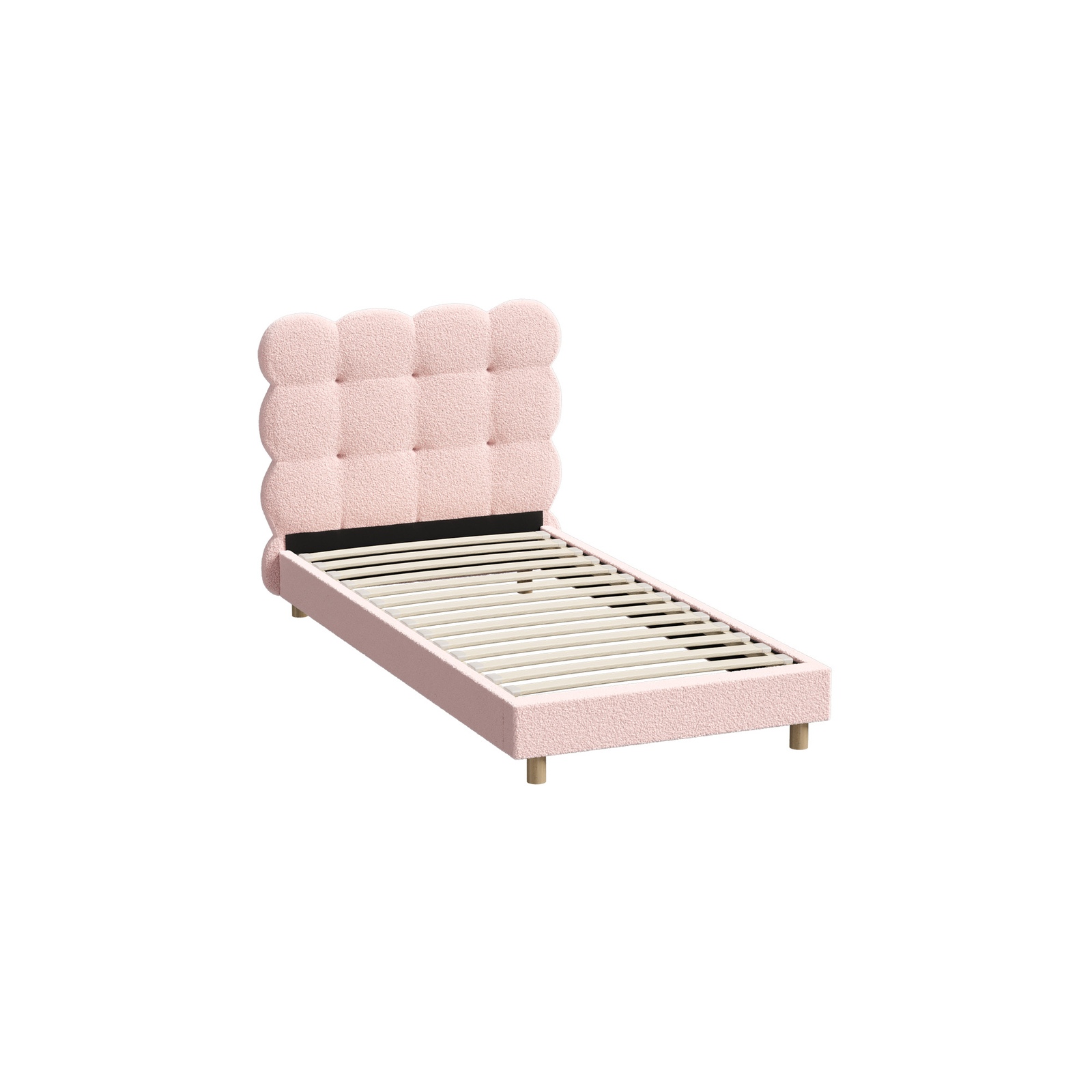 Oikiture Bed Frame Queen Double King Single Tufted Bedhead Boucle Fabric Pink - Picture 39 of 40