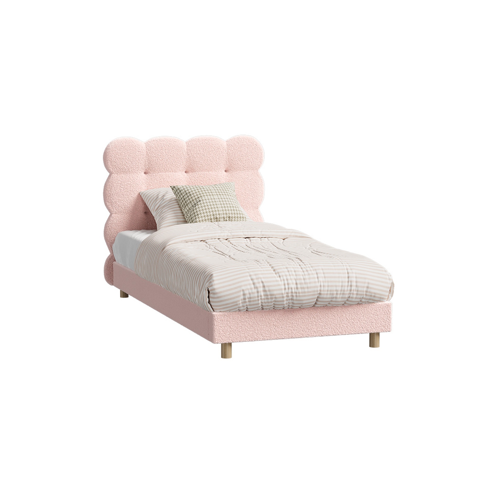 Oikiture Bed Frame Queen Double King Single Tufted Bedhead Boucle Fabric Pink - Picture 40 of 40