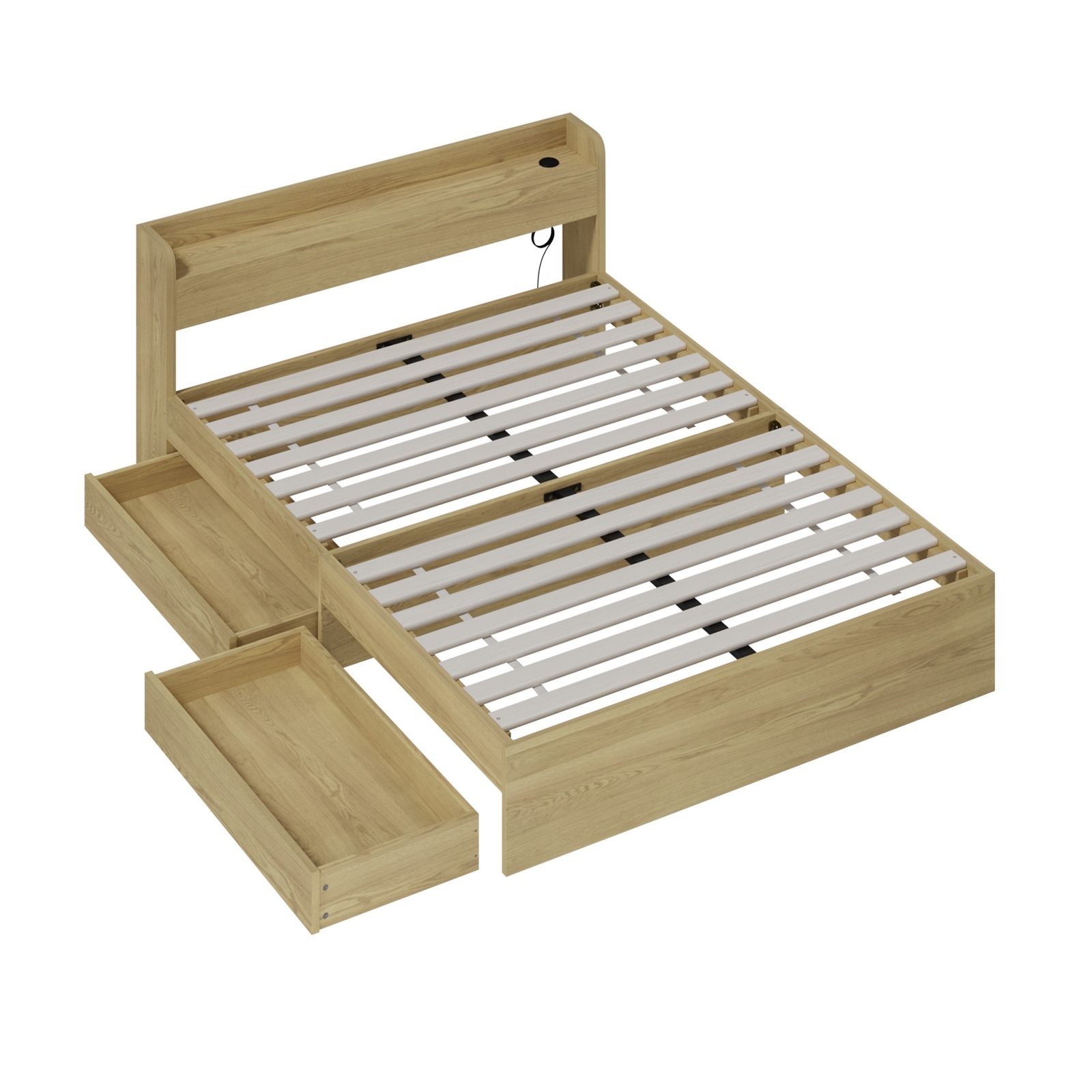 Oikiture Bed Frame Queen Double King Single Size with Charging Ports 2 Drawers - Picture 16 of 46