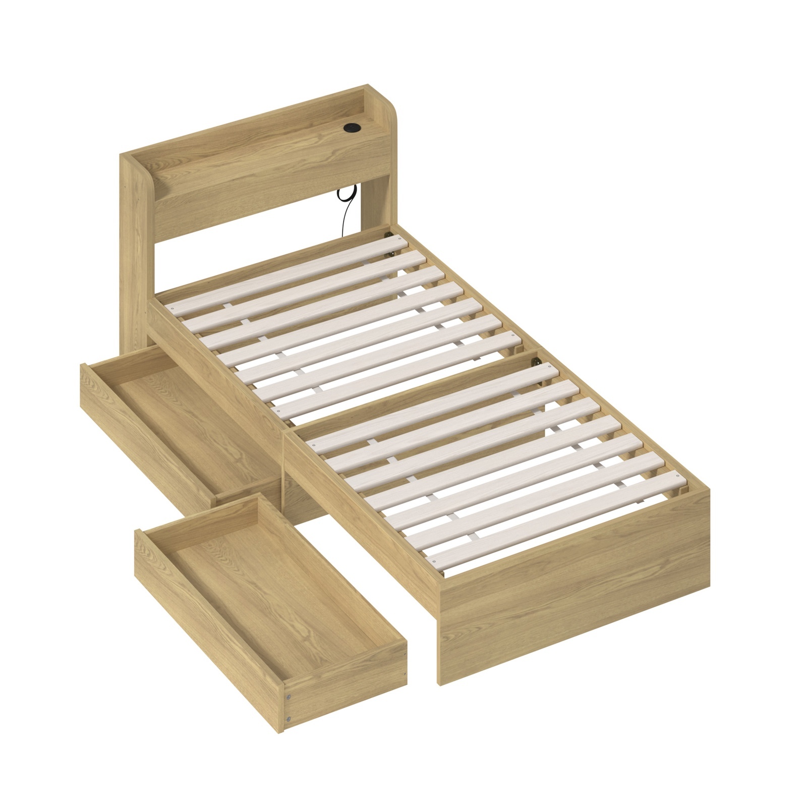 Oikiture Bed Frame Queen Double King Single Size with Charging Ports 2 Drawers - Picture 43 of 46