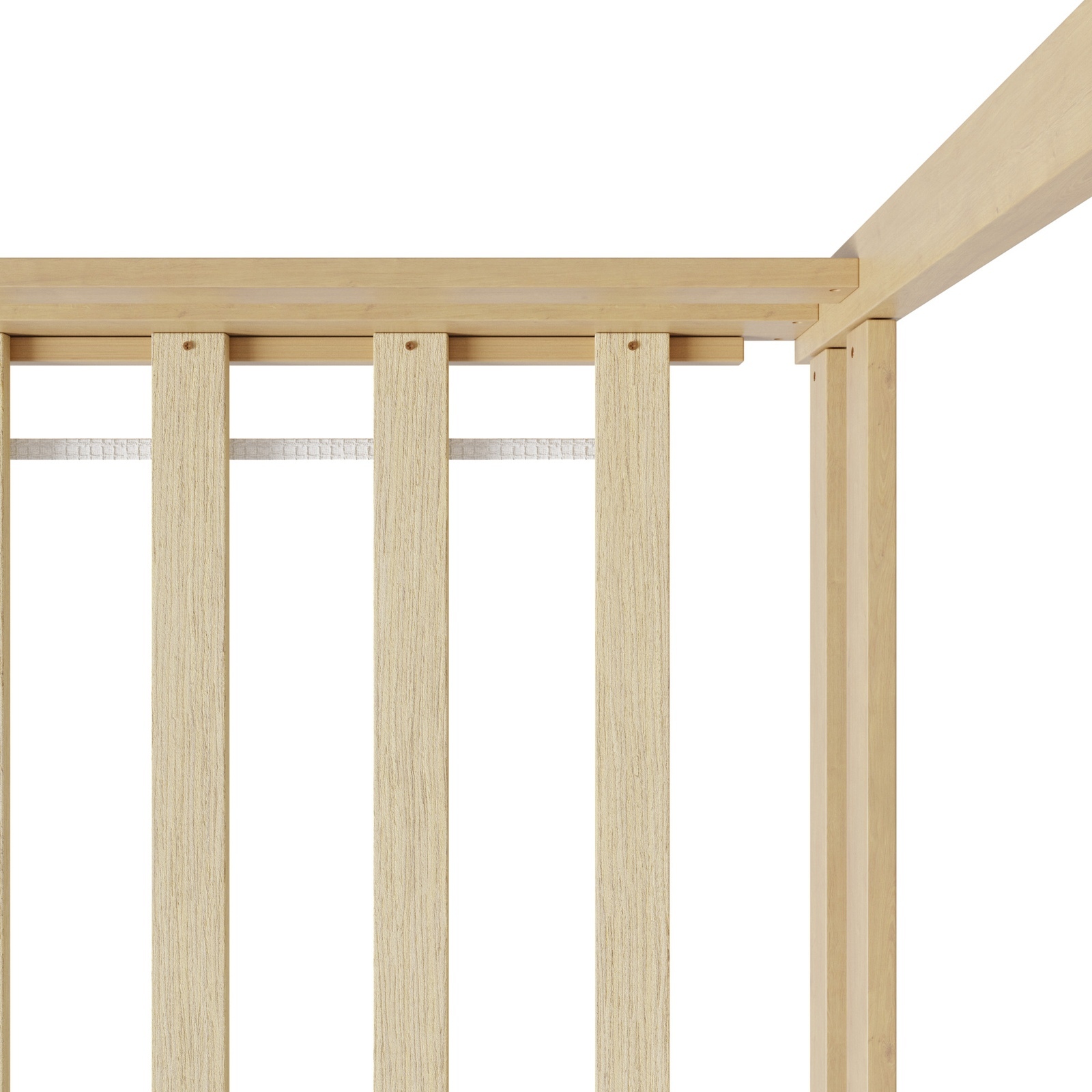 Oikiture Kids Wooden Bed Frame House Beds Base Timber Fence Single White Beige - Picture 13 of 20