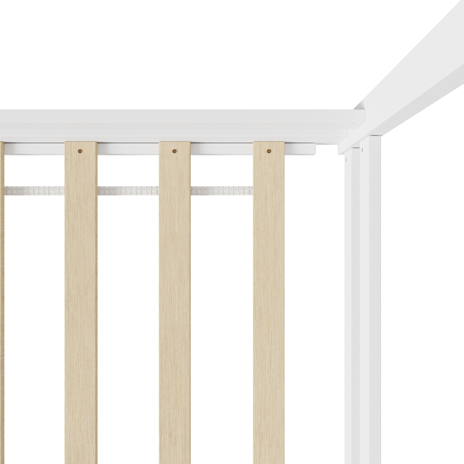 Oikiture Kids Wooden Bed Frame House Beds Base Timber Fence Single White Beige - Picture 19 of 20