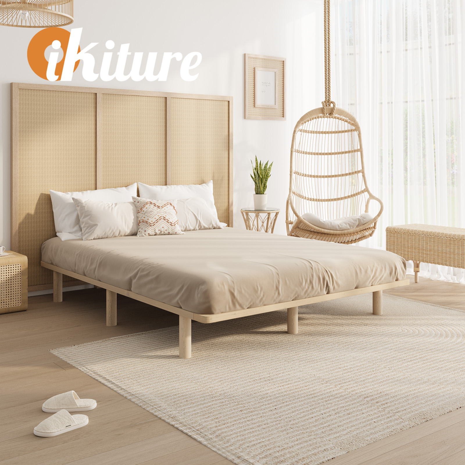 Oikiture Bed Frame Queen Double King Single Wooden Bed Base Platform Timber - Picture 14 of 60