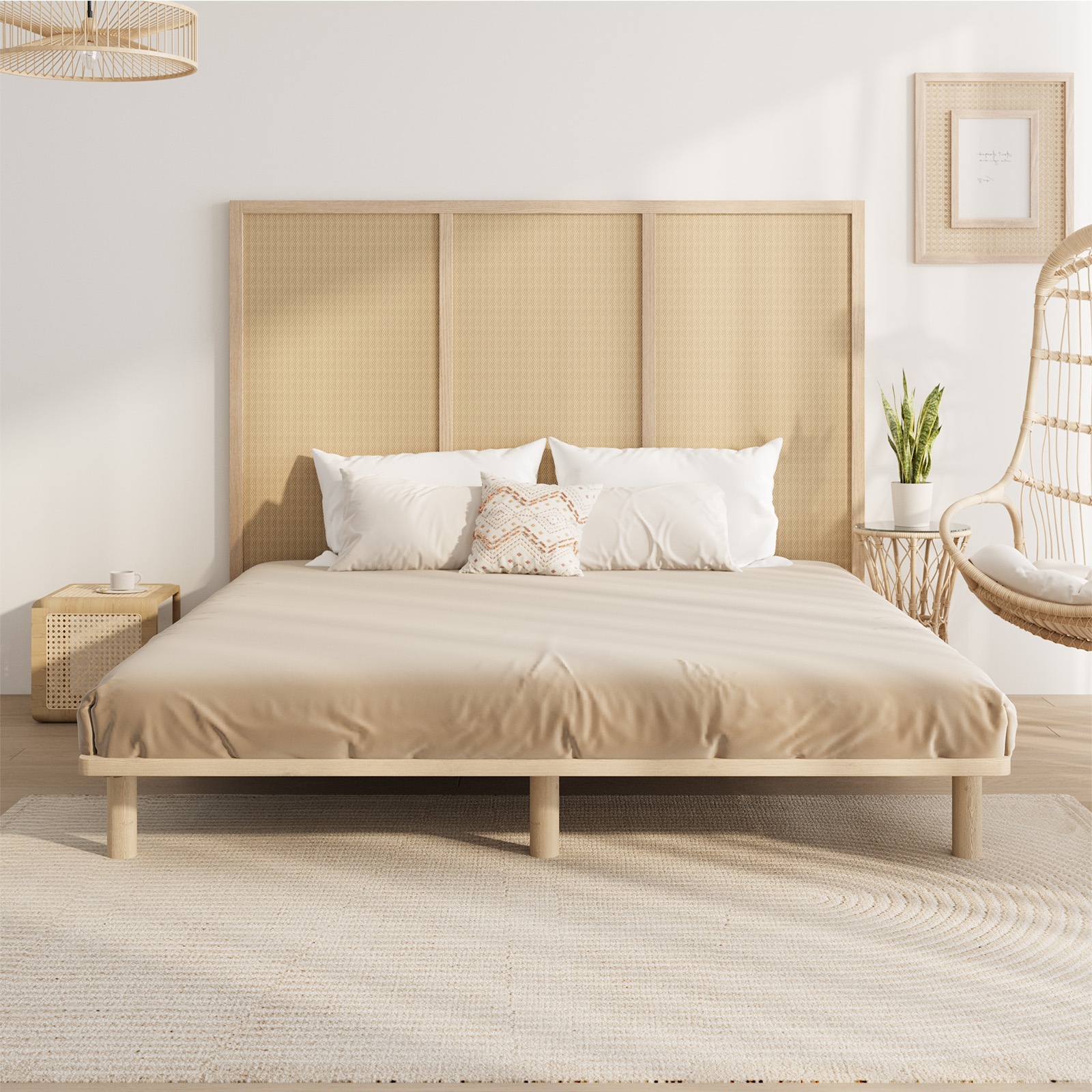 Oikiture Bed Frame Queen Double King Single Wooden Bed Base Platform Timber - Picture 22 of 60