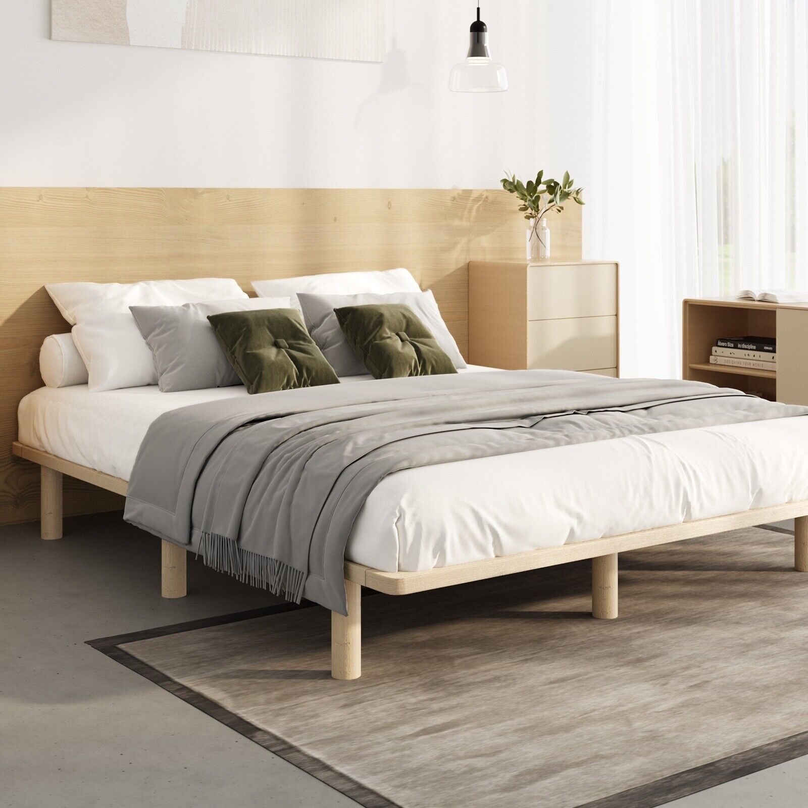 Oikiture Bed Frame Queen Double King Single Wooden Bed Base Platform Timber - Picture 31 of 60