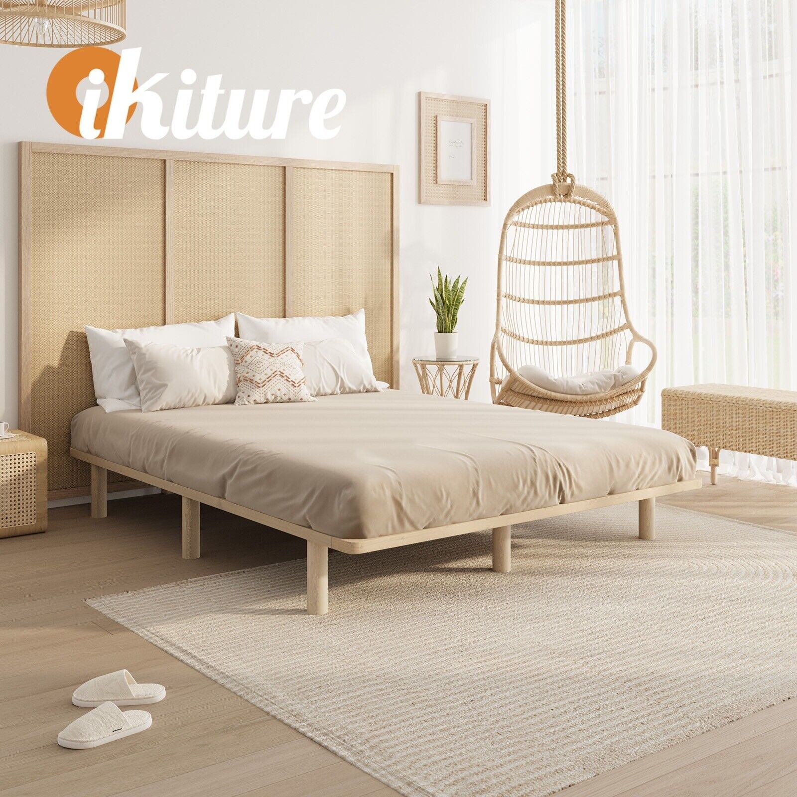 Oikiture Bed Frame Queen Double King Single Wooden Bed Base Platform Timber - Picture 34 of 60