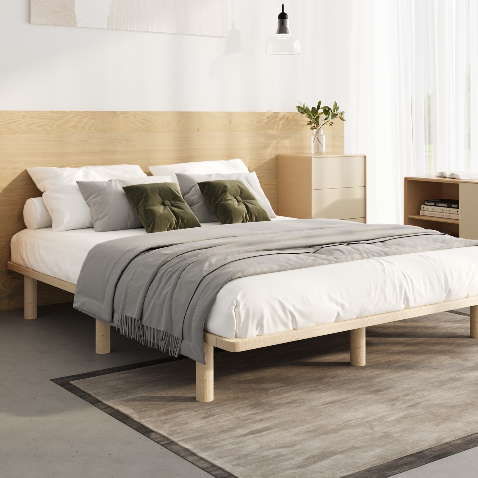 Oikiture Bed Frame Queen Double King Single Wooden Bed Base Platform Timber - Picture 41 of 60