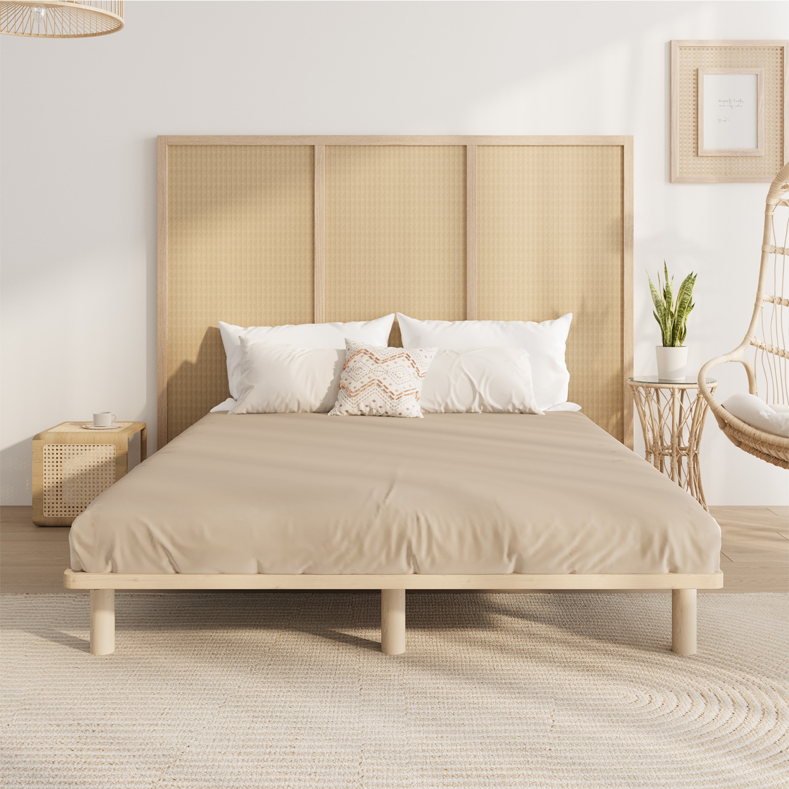 Oikiture Bed Frame Queen Double King Single Wooden Bed Base Platform Timber - Picture 42 of 60