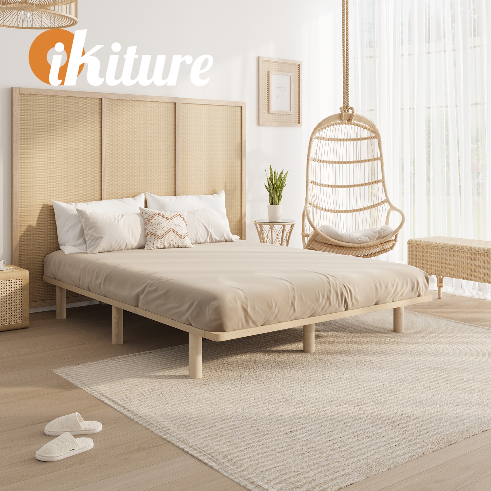 Oikiture Bed Frame Queen Double King Single Wooden Bed Base Platform Timber - Picture 44 of 60