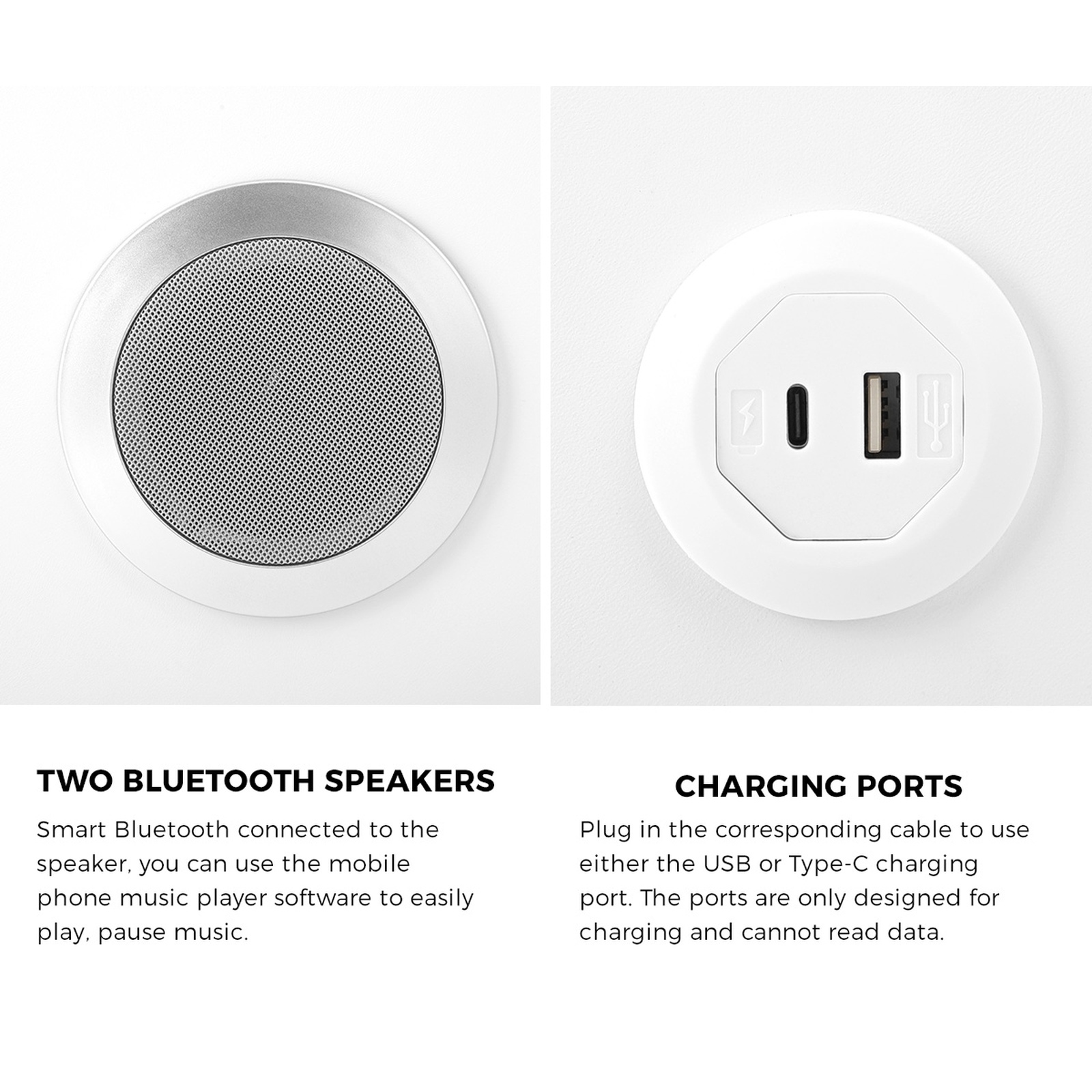 Oikiture Smart Bedside Table Wireless Charging LED 2 Drawers Nightstand - Picture 23 of 28