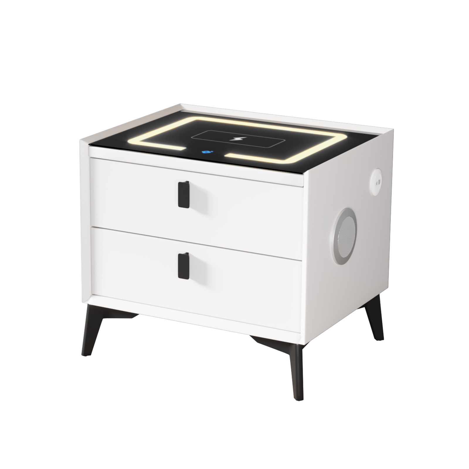 Oikiture Smart Bedside Table Wireless Charging LED 2 Drawers Nightstand - Picture 28 of 28