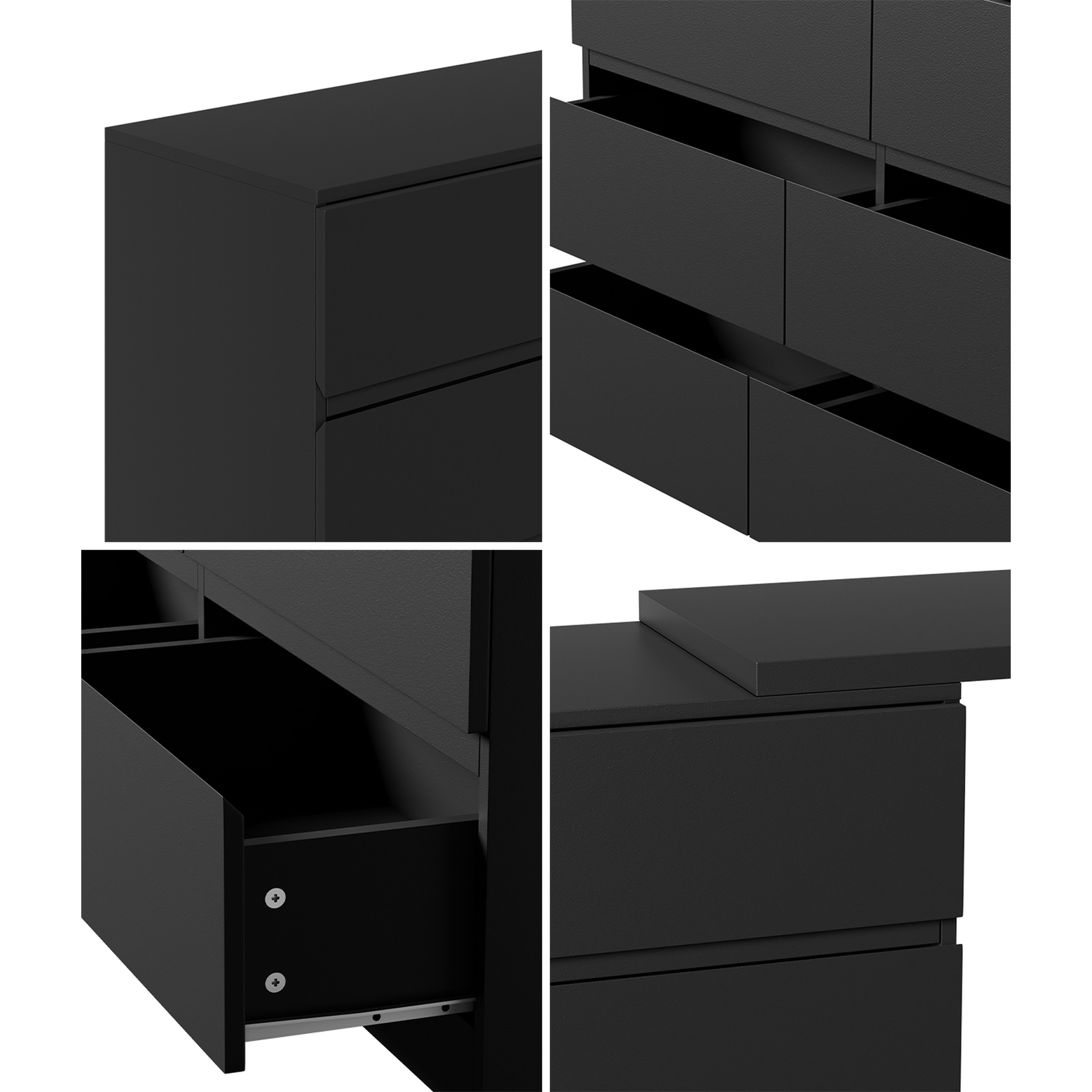 Oikiture 6 Chest of Drawers Dresser with Side Table Storage Tallboy - Picture 13 of 28