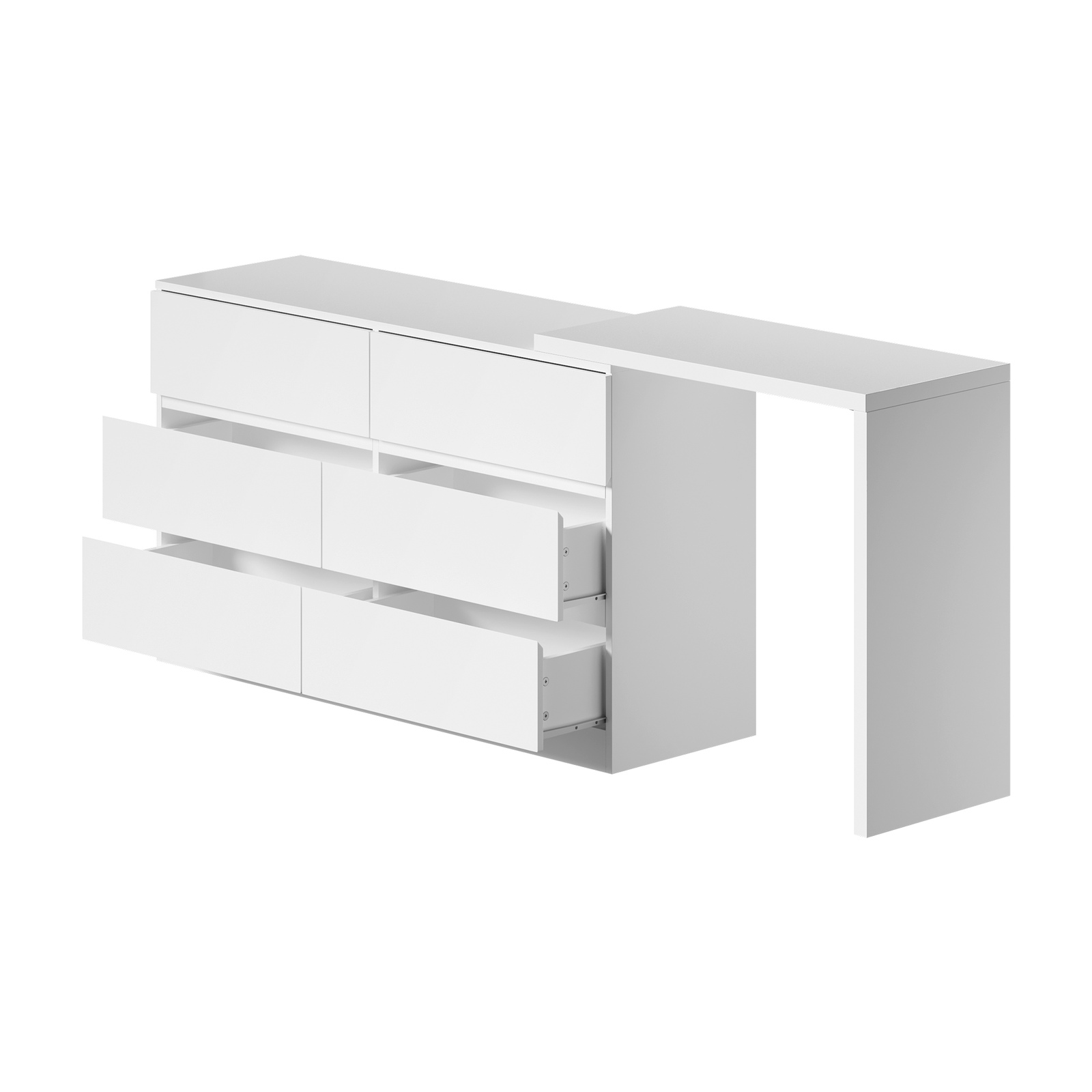 Oikiture 6 Chest of Drawers Dresser with Side Table Storage Tallboy - Picture 27 of 28