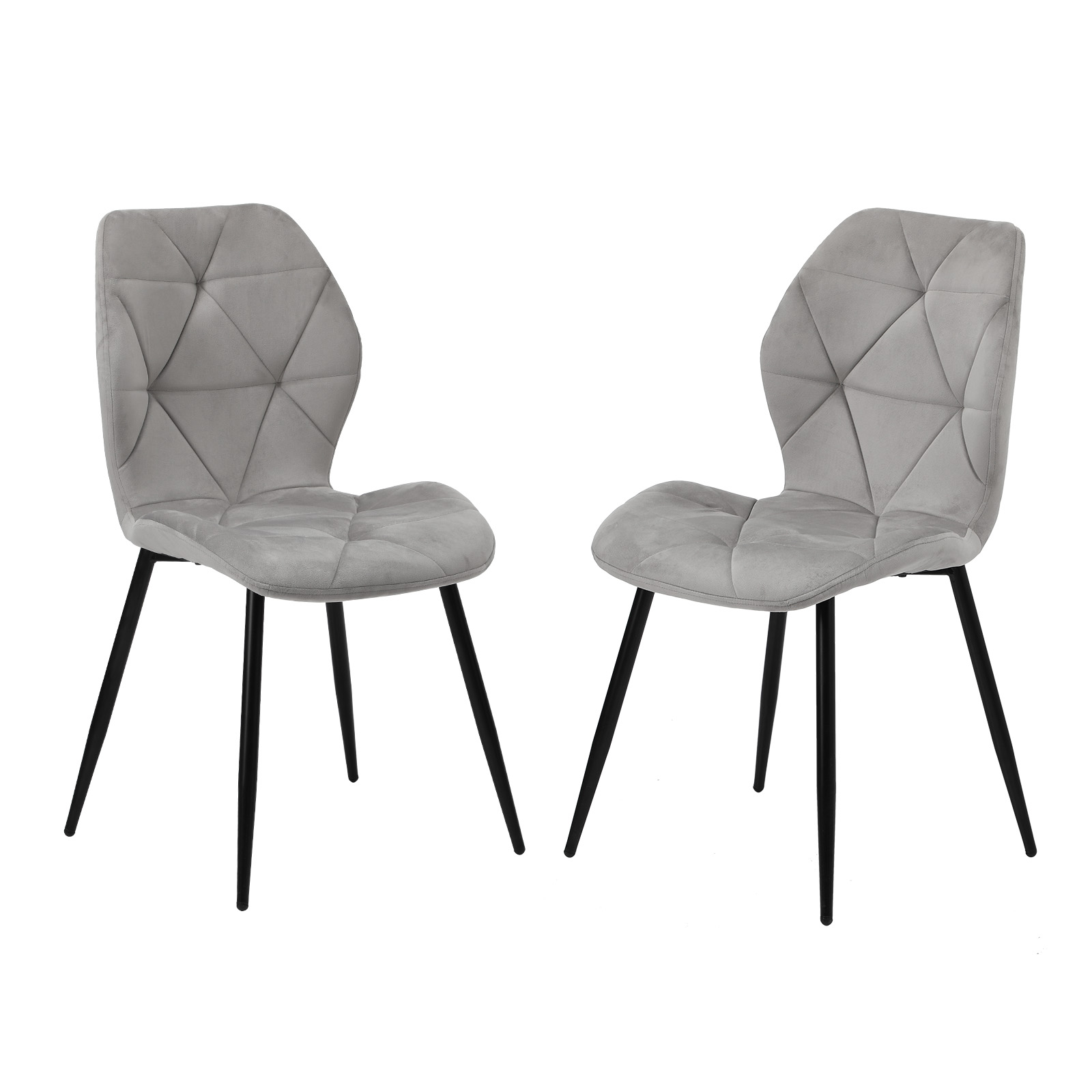 Oikiture Dining Chairs Kitchen Chair Padded Seat High Back Velvet Grey - Picture 9 of 27