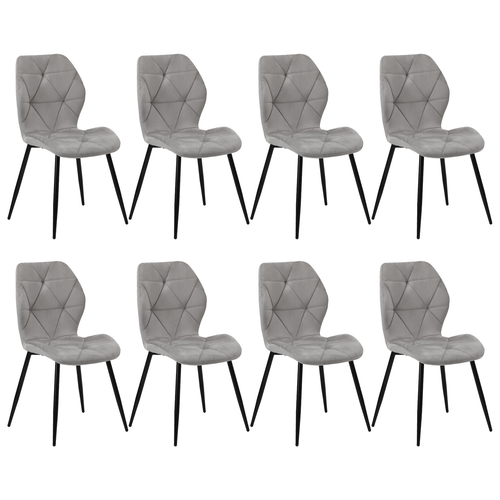Oikiture Dining Chairs Kitchen Chair Padded Seat High Back Velvet Grey - Picture 27 of 27
