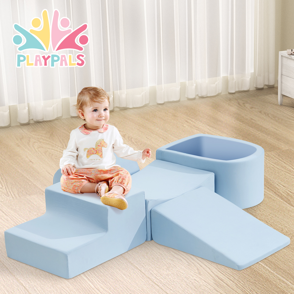 Playpals Kid Climb Crawl Foam Play Set Soft Play Set Toys 5PC Pink/Blue/Grey - Picture 11 of 30
