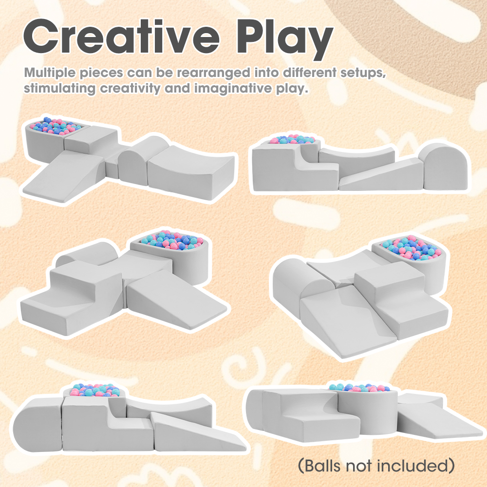 Playpals Kid Climb Crawl Foam Play Set Soft Play Set Toys 5PC Pink/Blue/Grey - Picture 19 of 30