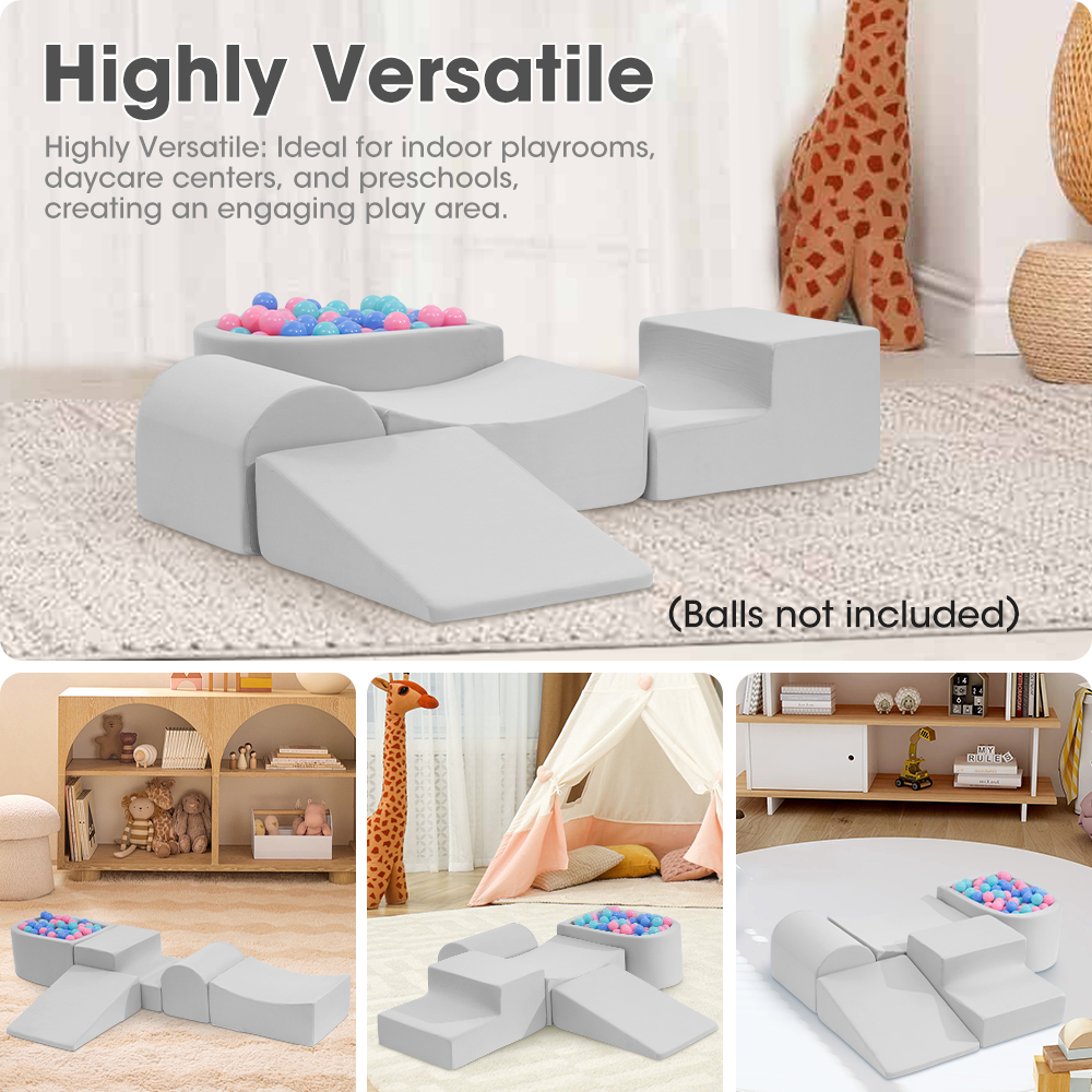 Playpals Kid Climb Crawl Foam Play Set Soft Play Set Toys 5PC Pink/Blue/Grey - Picture 20 of 30