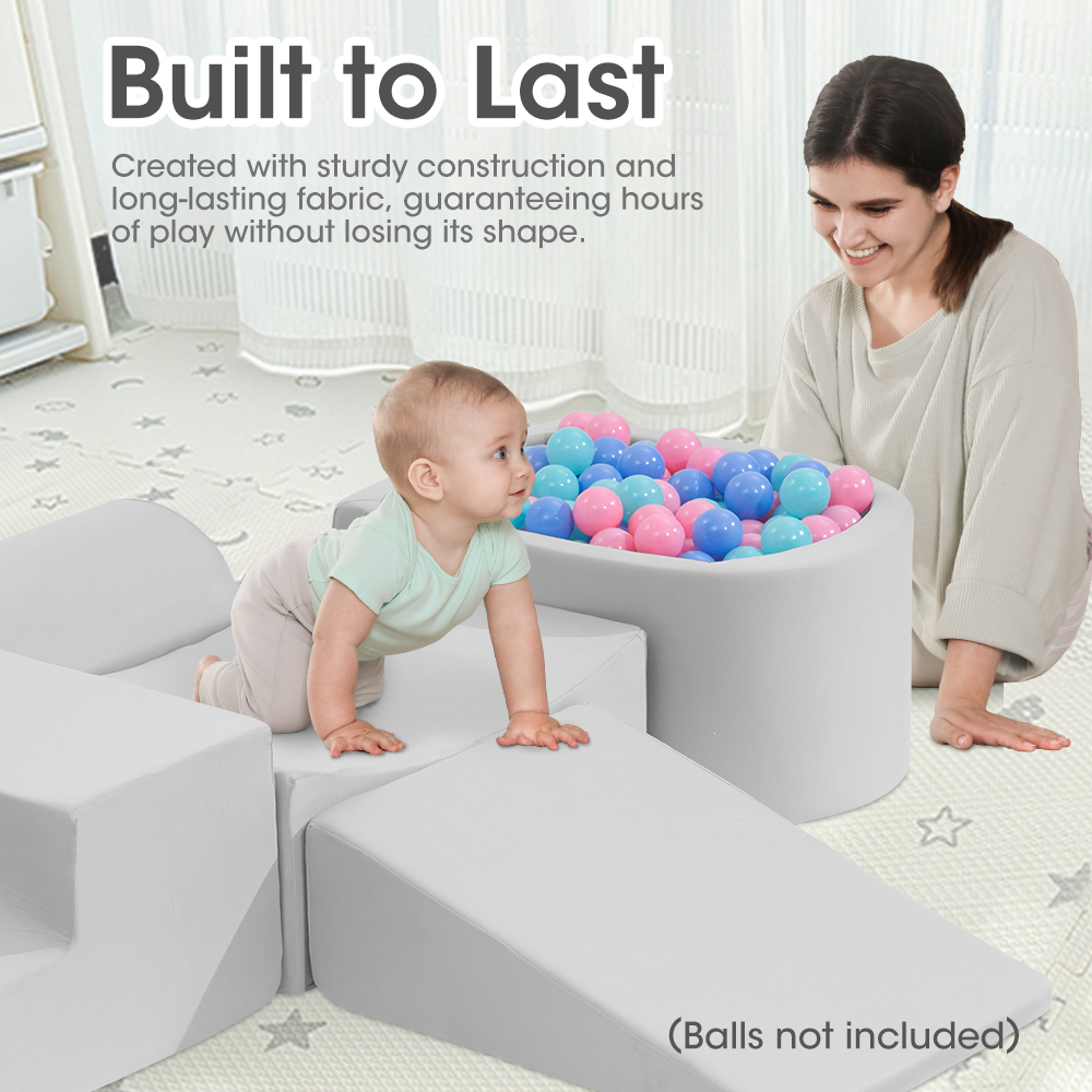Playpals Kid Climb Crawl Foam Play Set Soft Play Set Toys 5PC Pink/Blue/Grey - Picture 21 of 30