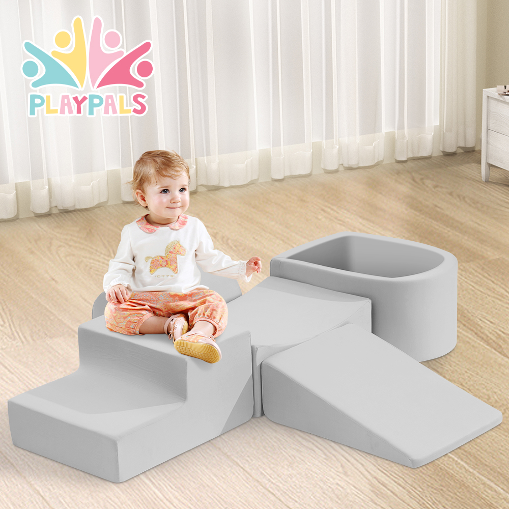 Playpals Kid Climb Crawl Foam Play Set Soft Play Set Toys 5PC Pink/Blue/Grey - Picture 13 of 30