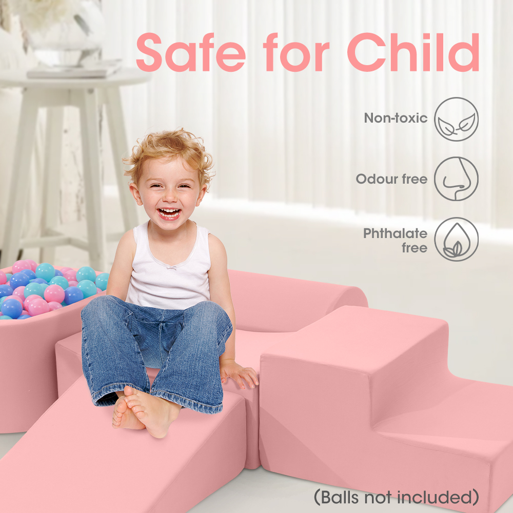 Playpals Kid Climb Crawl Foam Play Set Soft Play Set Toys 5PC Pink/Blue/Grey - Picture 25 of 30