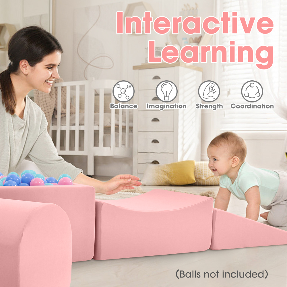 Playpals Kid Climb Crawl Foam Play Set Soft Play Set Toys 5PC Pink/Blue/Grey - Picture 27 of 30