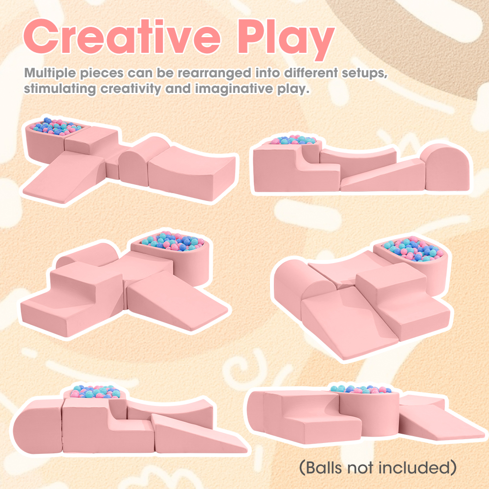 Playpals Kid Climb Crawl Foam Play Set Soft Play Set Toys 5PC Pink/Blue/Grey - Picture 28 of 30