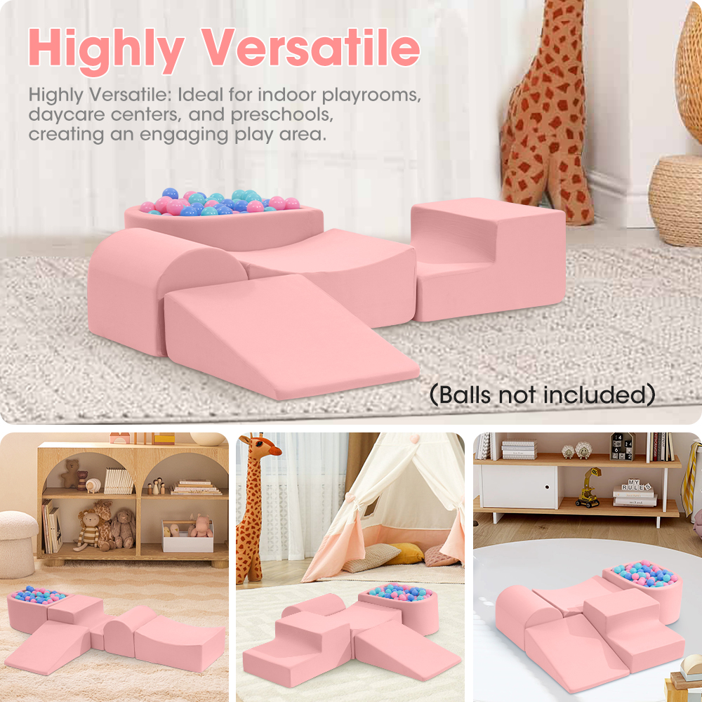 Playpals Kid Climb Crawl Foam Play Set Soft Play Set Toys 5PC Pink/Blue/Grey - Picture 29 of 30
