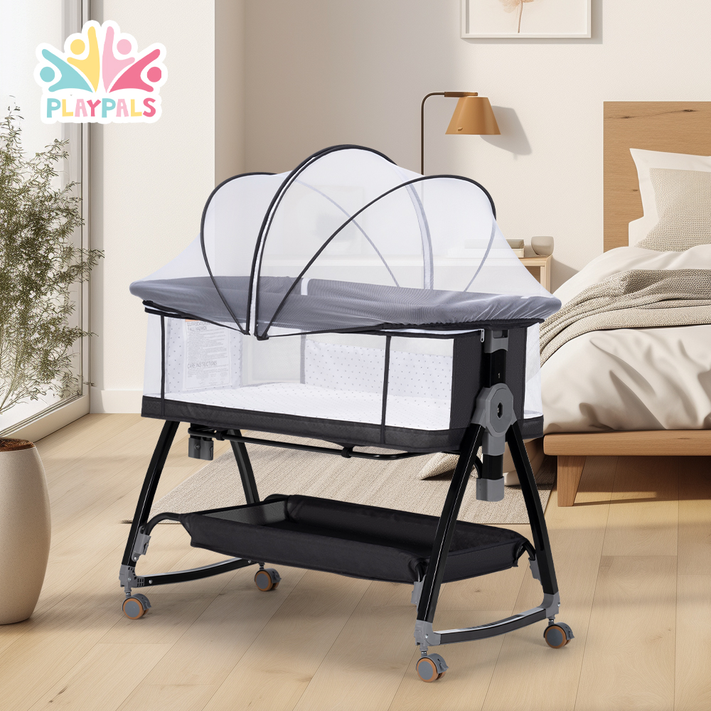 PlayPals 3-in-1 Baby Cot Crib Bed Bassinet Bedside Sleeper Portable Foldable - Picture 13 of 25