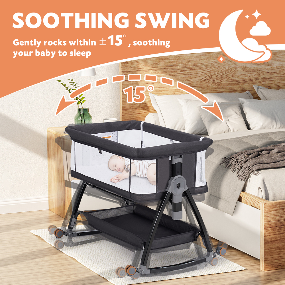 PlayPals 3-in-1 Baby Cot Crib Bed Bassinet Bedside Sleeper Portable Foldable - Picture 14 of 25