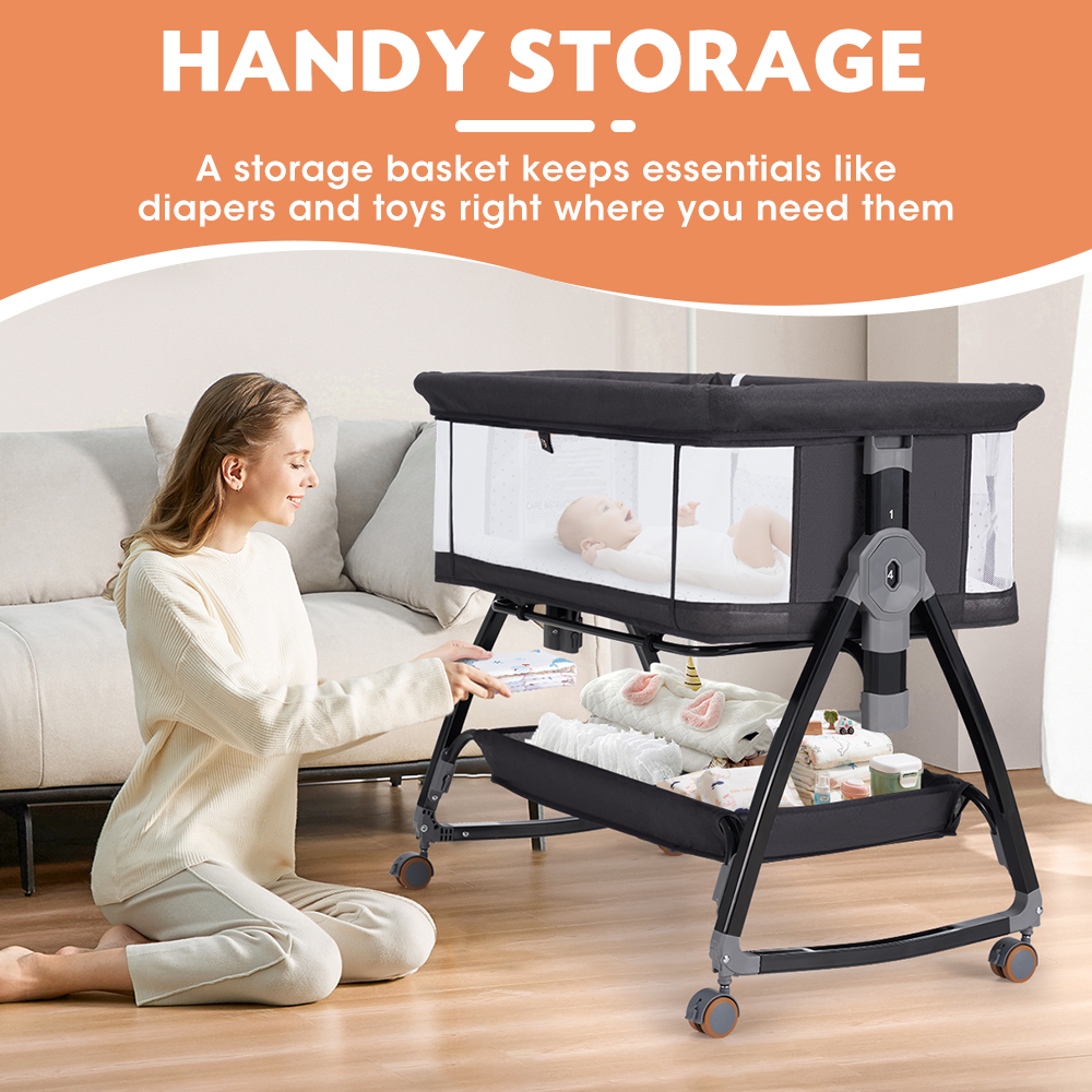 PlayPals 3-in-1 Baby Cot Crib Bed Bassinet Bedside Sleeper Portable Foldable - Picture 16 of 25
