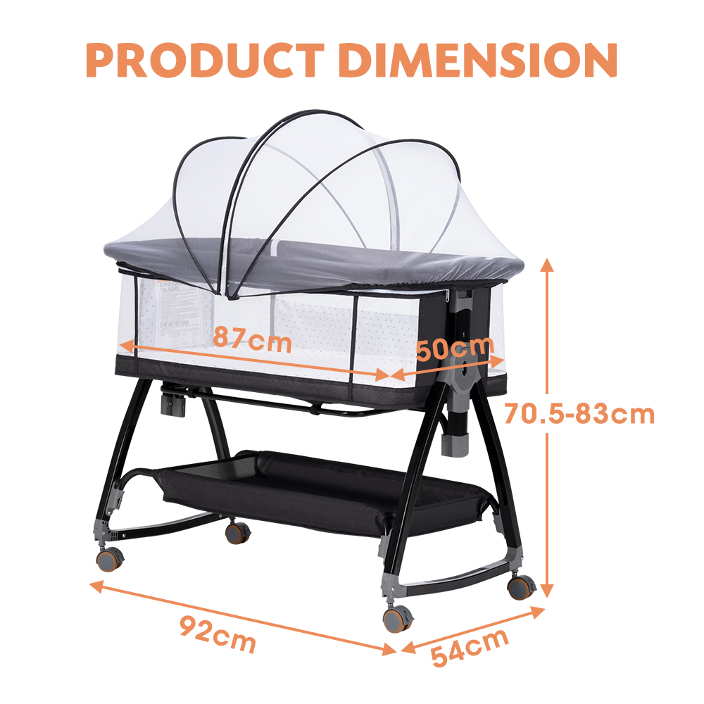 PlayPals 3-in-1 Baby Cot Crib Bed Bassinet Bedside Sleeper Portable Foldable - Picture 17 of 25