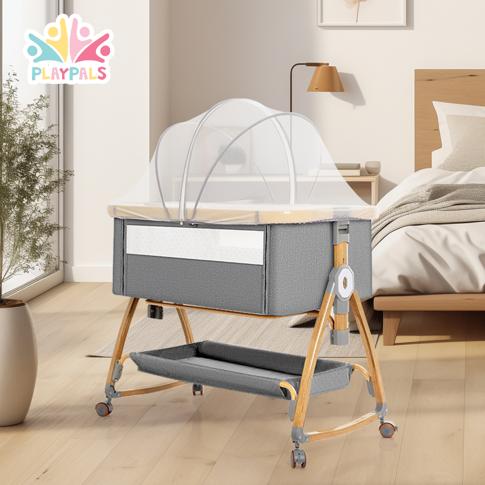 PlayPals 3-in-1 Baby Cot Crib Bed Bassinet Bedside Sleeper Portable Foldable - Picture 19 of 25