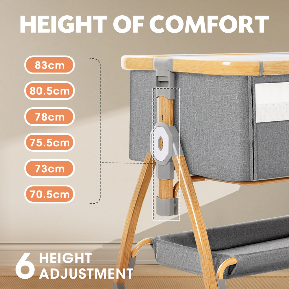 PlayPals 3-in-1 Baby Cot Crib Bed Bassinet Bedside Sleeper Portable Foldable - Picture 21 of 25