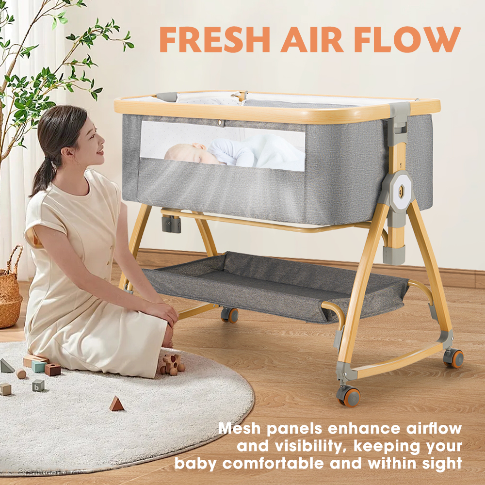 PlayPals 3-in-1 Baby Cot Crib Bed Bassinet Bedside Sleeper Portable Foldable - Picture 23 of 25