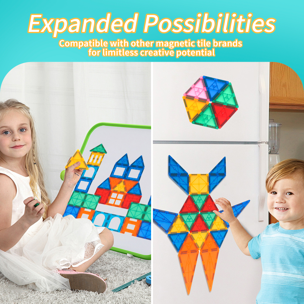 Playpals Kids Magnetic Tiles Blocks Building Educational Toys Child Gift - Picture 15 of 25