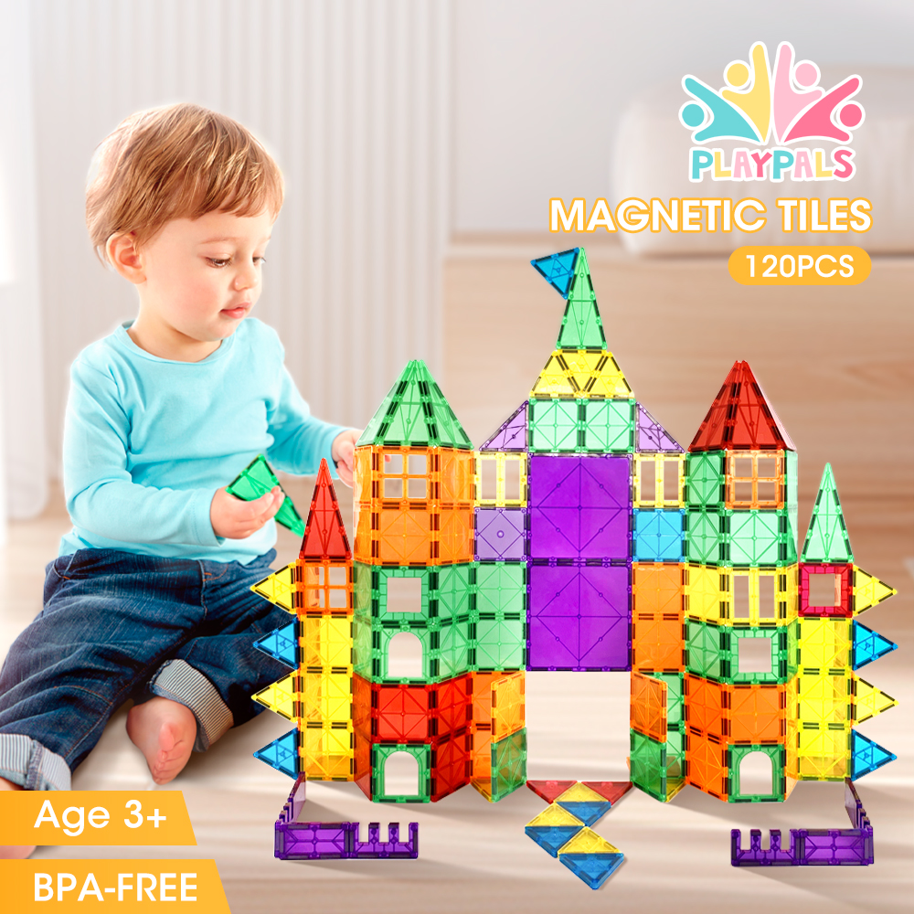 Playpals Kids Magnetic Tiles Blocks Building Educational Toys Child Gift - Picture 17 of 25