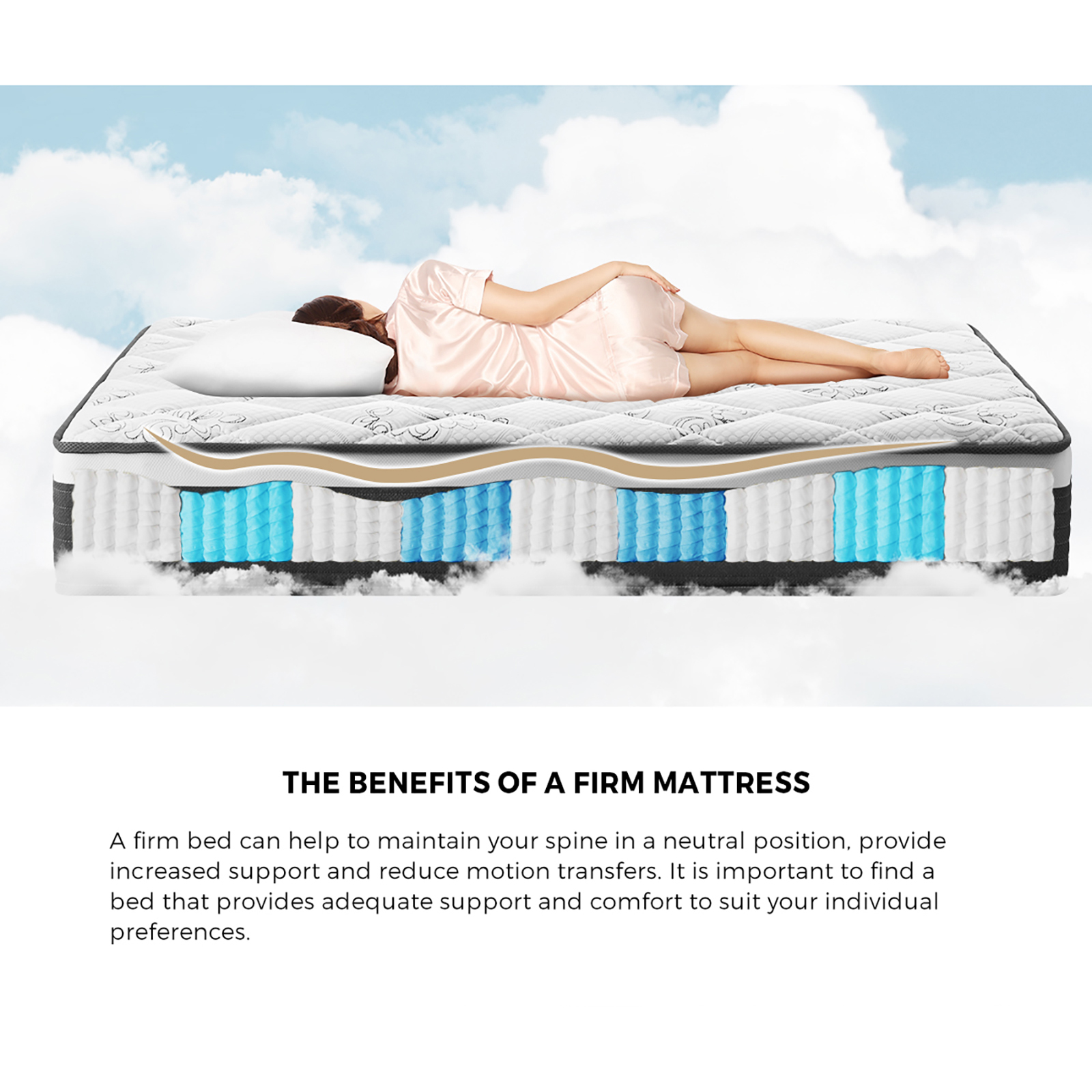 Bedra Mattress Queen Double King Single Bed Firm Spring Foam Tight Top 30cm - Picture 24 of 56