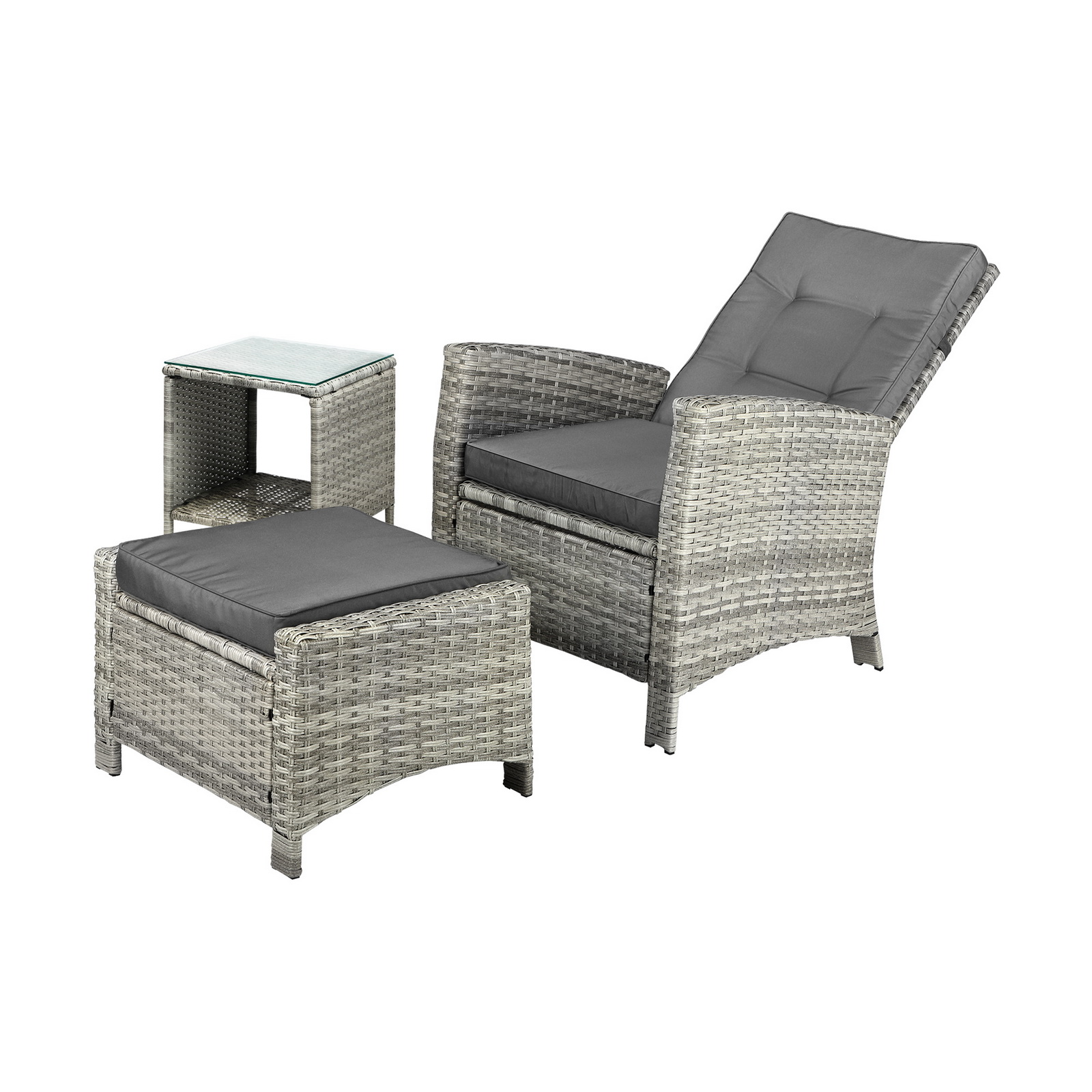 Livsip Recliner Chairs Outdoor Sun Lounge Wicker Sofa Patio Furniture Setting - Picture 16 of 97
