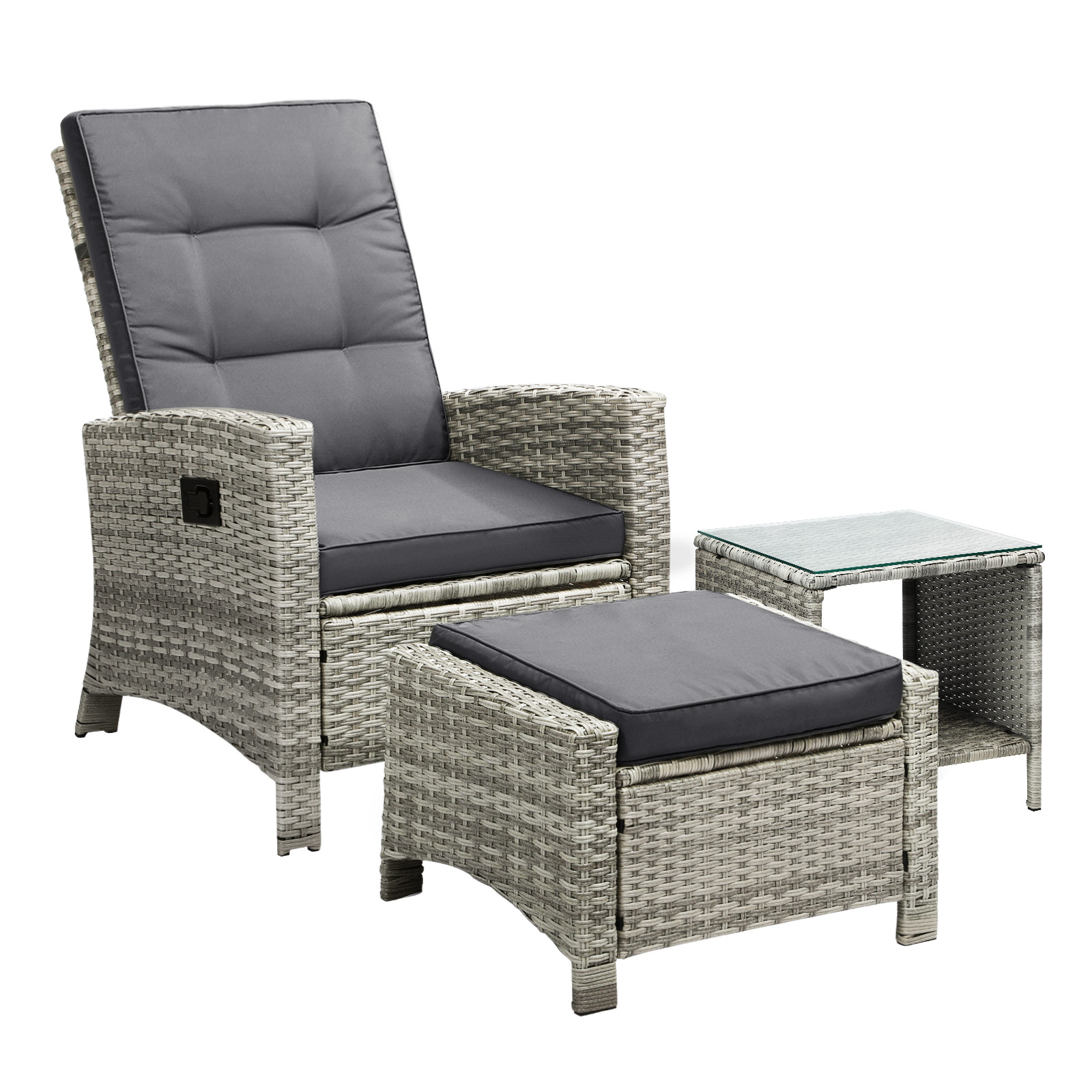 Livsip Recliner Chairs Outdoor Sun Lounge Wicker Sofa Patio Furniture Setting - Picture 19 of 97