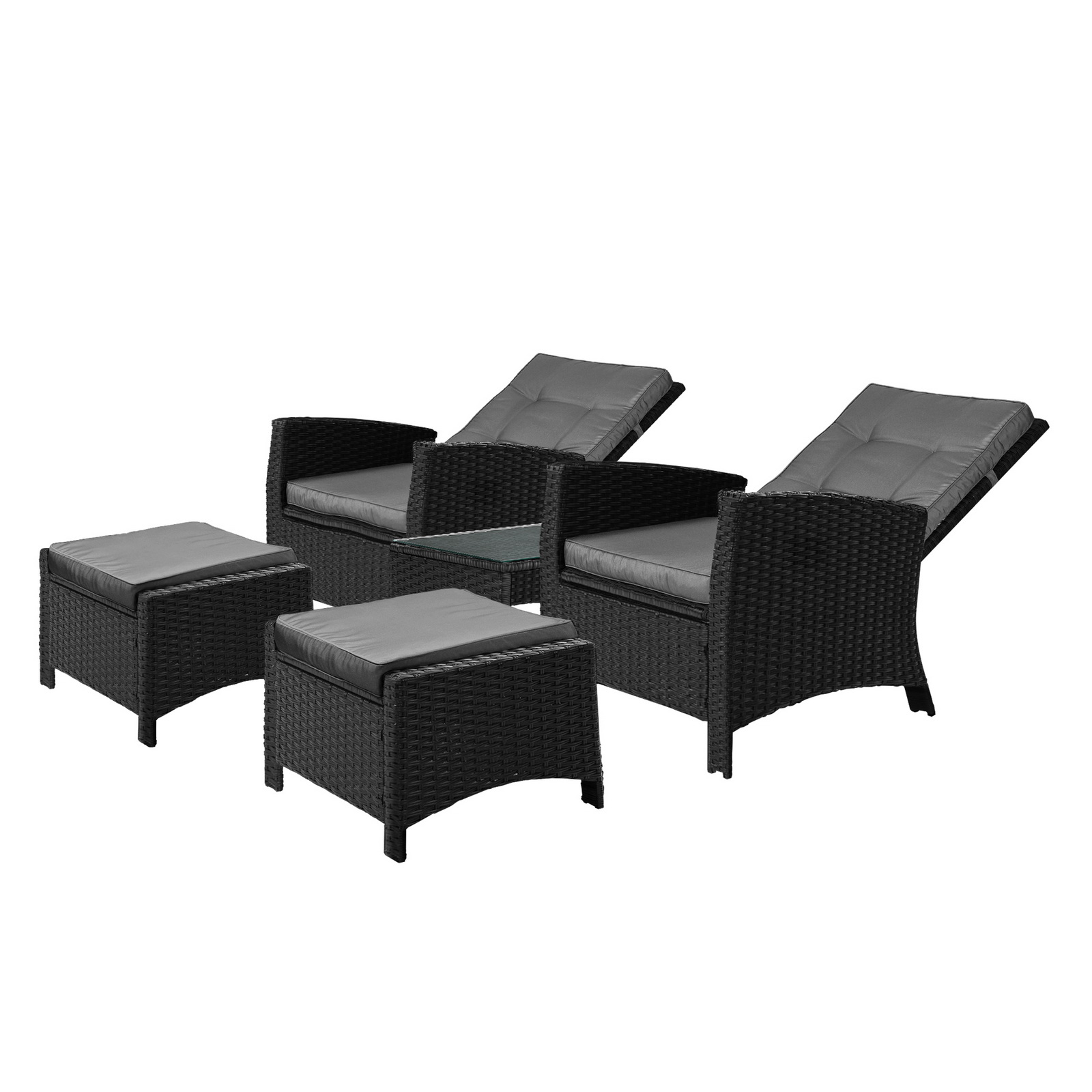 Livsip Recliner Chairs Outdoor Sun Lounge Wicker Sofa Patio Furniture Setting - Picture 24 of 97