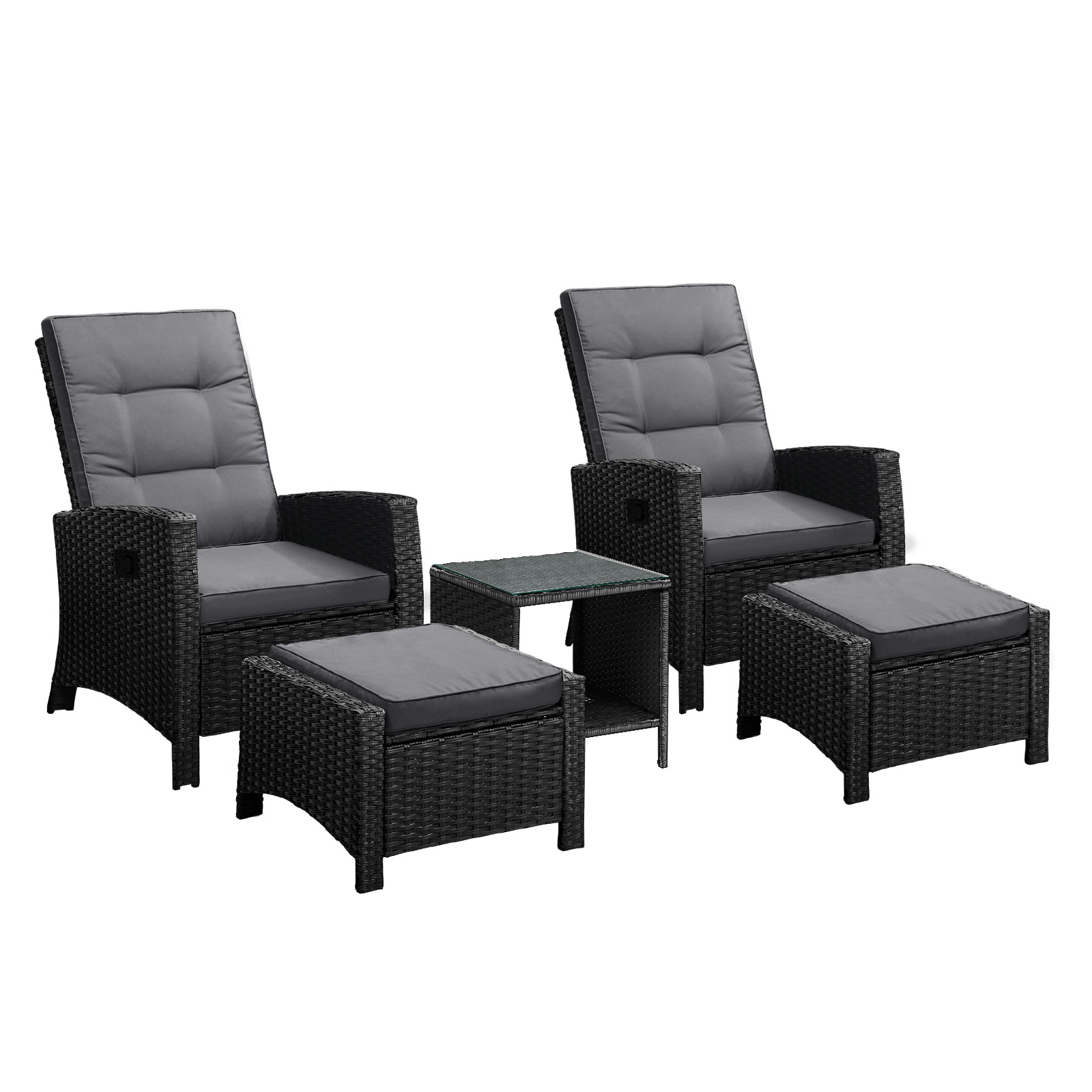 Livsip Recliner Chairs Outdoor Sun Lounge Wicker Sofa Patio Furniture Setting - Picture 27 of 97