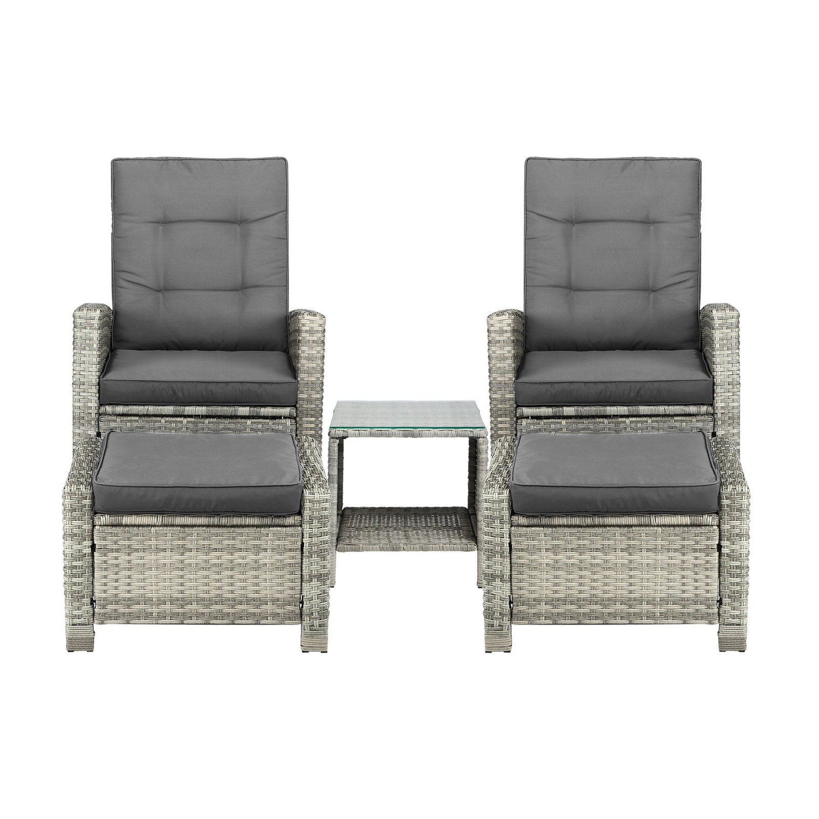 Livsip Recliner Chairs Outdoor Sun Lounge Wicker Sofa Patio Furniture Setting - Picture 31 of 97