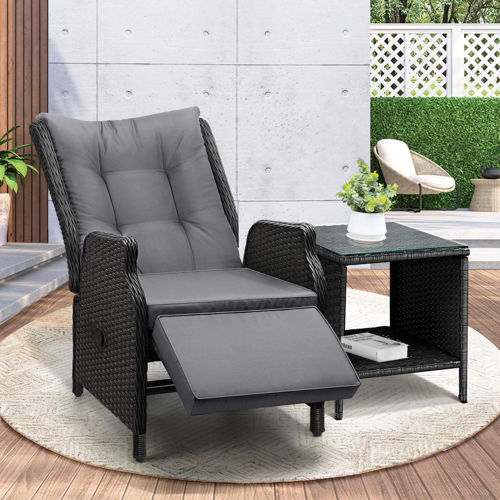 Livsip Recliner Chairs Outdoor Sun Lounge Wicker Sofa Patio Furniture Setting - Picture 93 of 97